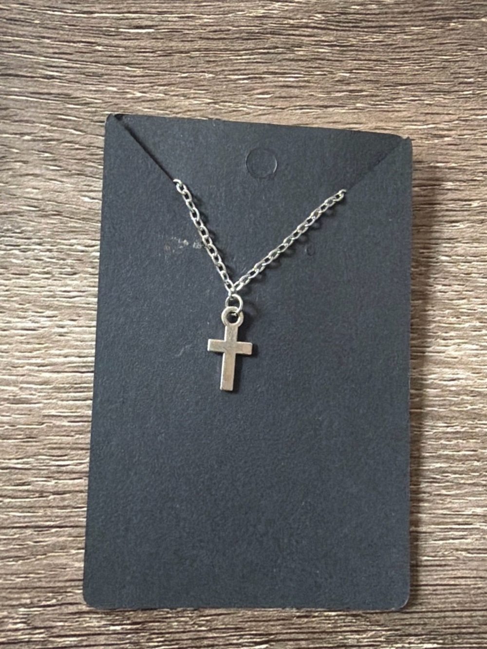 Minimal Silver Cross Pendant Necklace - Silver